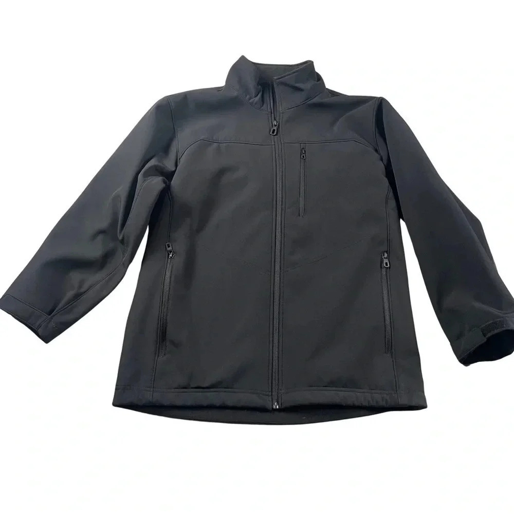 Hawke & Co Mens Jacket Sz M Black Wind Rain Resistant Fleece Lined Zip Front